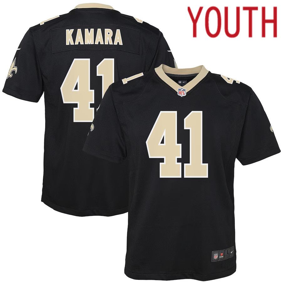 Youth New Orleans Saints #41 Alvin Kamara Nike Black Game NFL Jersey